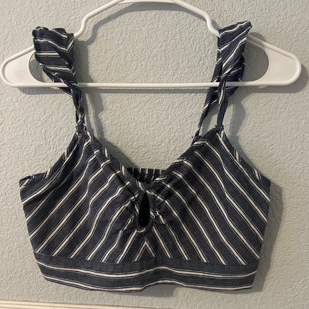 American Eagle white and navy crop top. Size small.